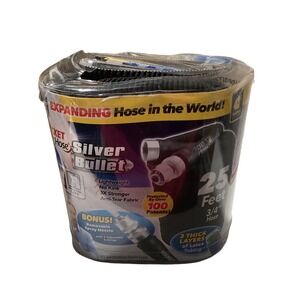 Pocket Hose Silver Bullet 25ft Expanding Garden Hose with Spray Nozzle New